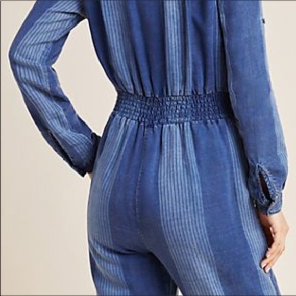 NEW Cloth & Stone Laney Chambray Jumpsuit Romper Denim Jeans Patchwork - Picture 5 of 10